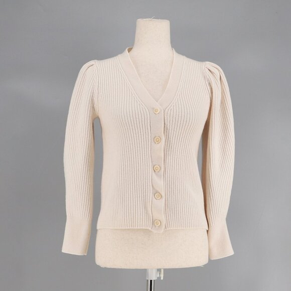 WILFRED ARITZIA Merino Wool Carina Cardigan Sweater Puff Sleeve Size S - Picture 2 of 9